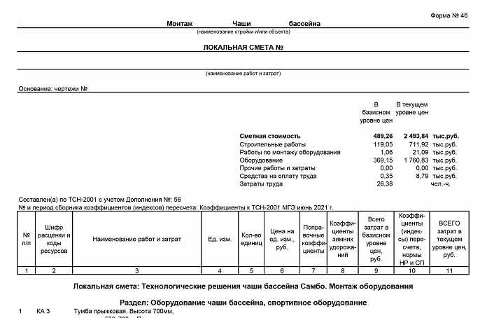 Смета на монтаж кресел