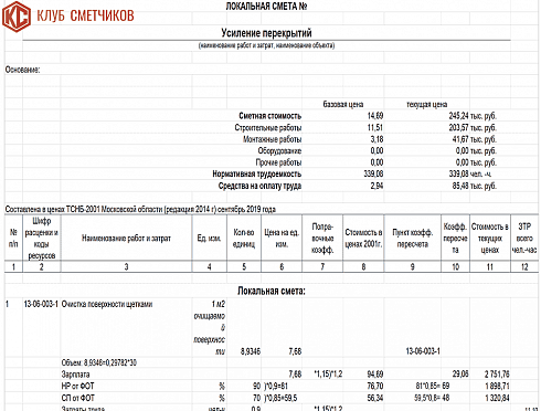 Смета тсн образец